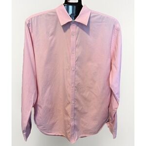 Jeremy Argyle NYC Mens L Button Up Pink Cotton Shirt Casual Office Preppy Work